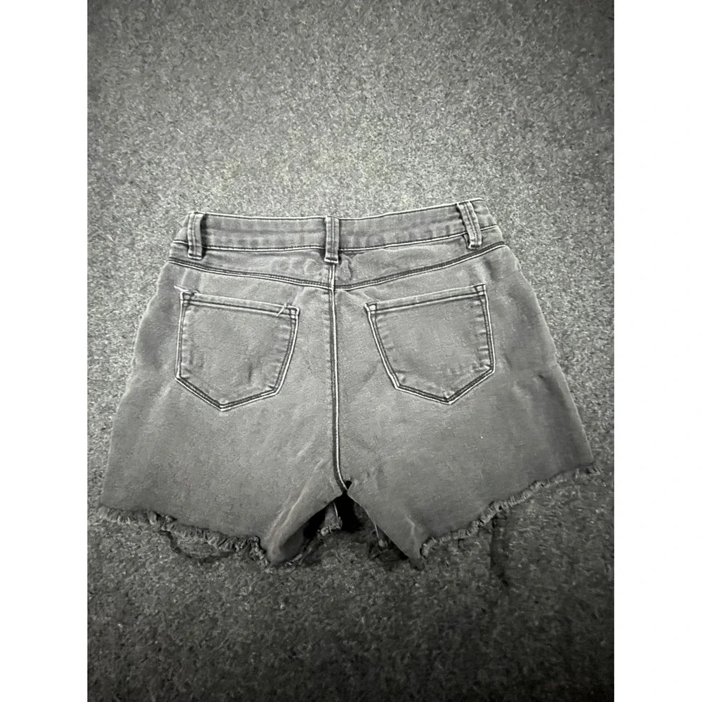 Artisan NY Shorts Women's 6 Black Denim Dark Wash Raw Hem High Rise Outdoor